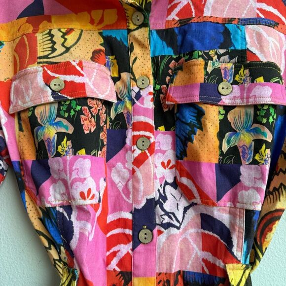 Desigual Maximalist Botanical Floral Bloom Mini Dress Short Sleeve Size Large - Picture 7 of 10